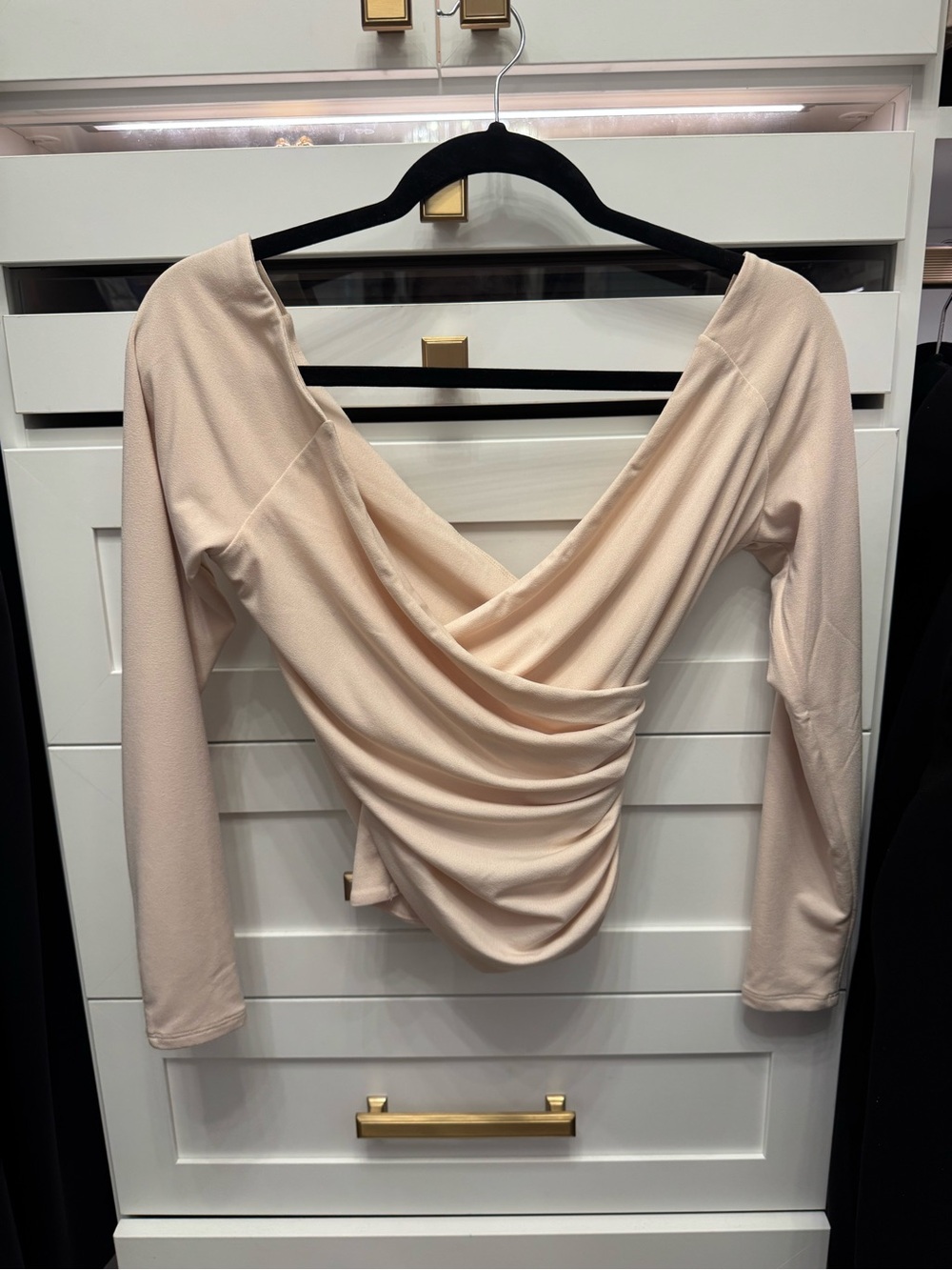 Marciano Draped V-Neck Long Sleeve Top - Cream. Brand new-never worn.